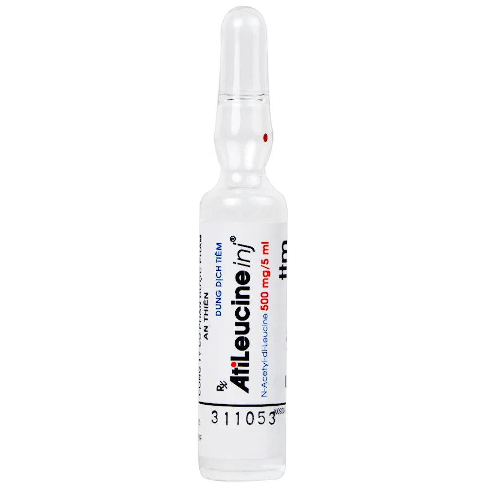 Hình ảnh Dung dịch tiêm AtiLeucine inj 500mg/5ml An Thiên điều trị triệu chứng cơn chóng mặt (2 vỉ x 5 ống)