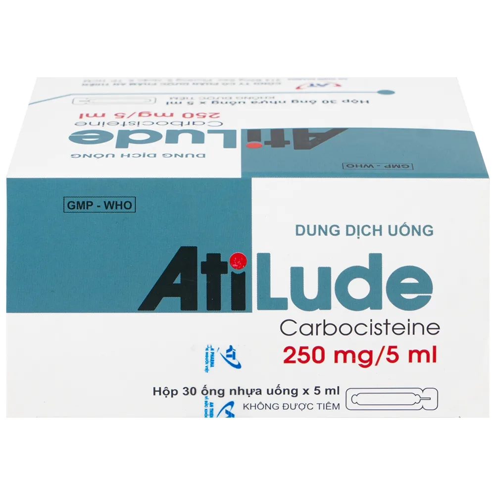 Hình ảnh Dung dịch uống AtiLude 250mg/5ml An Thiên tiêu nhầy, rối loạn đường hô hấp (6 vỉ x 5 ống x 5ml)