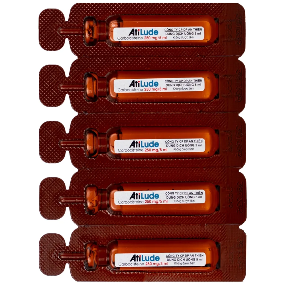 Hình ảnh Dung dịch uống AtiLude 250mg/5ml An Thiên tiêu nhầy, rối loạn đường hô hấp (6 vỉ x 5 ống x 5ml)