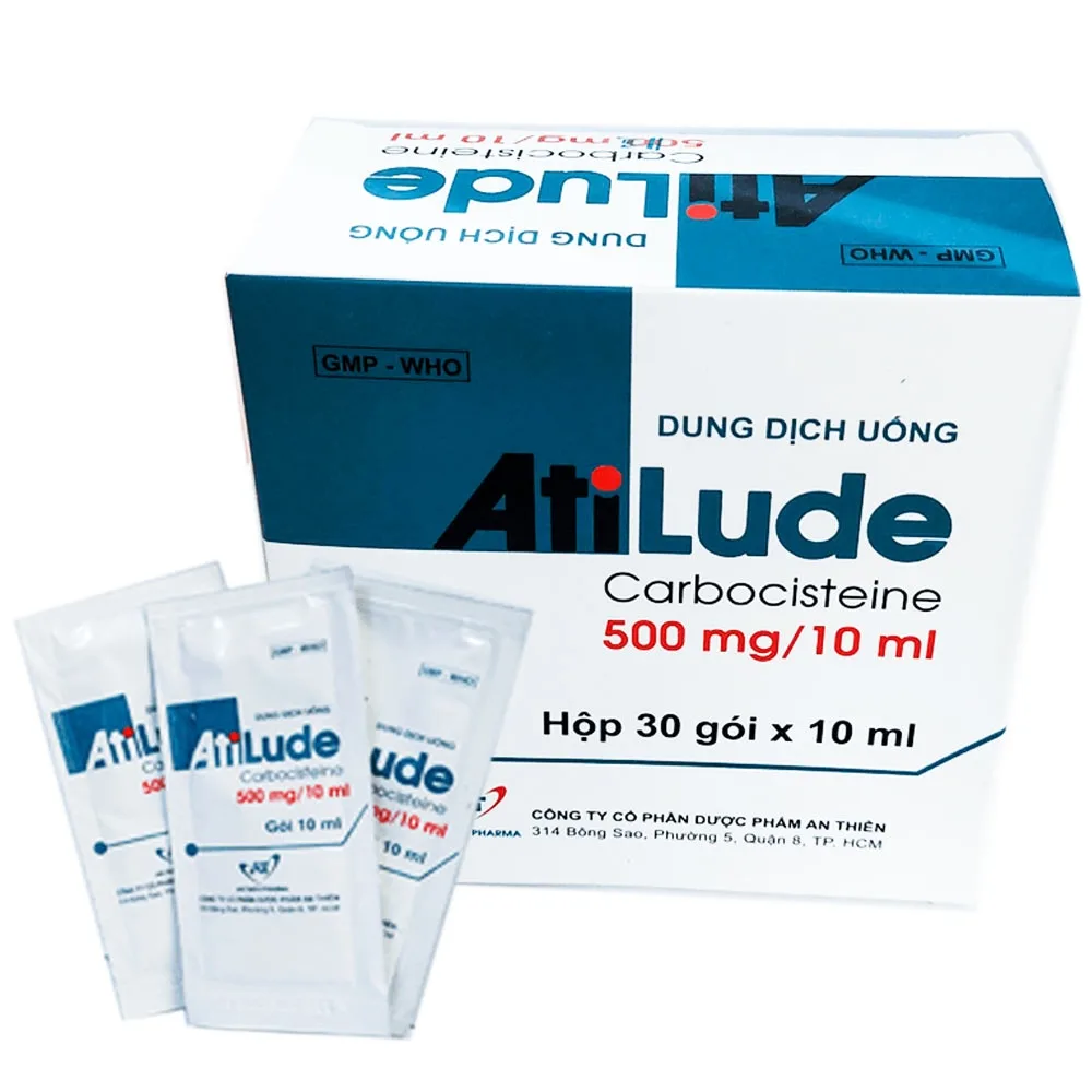 Hình ảnh Dung dịch uống AtiLude 500mg/10ml An Thiên tiêu nhầy, rối loạn đường hô hấp (30 ống x 10 ml)