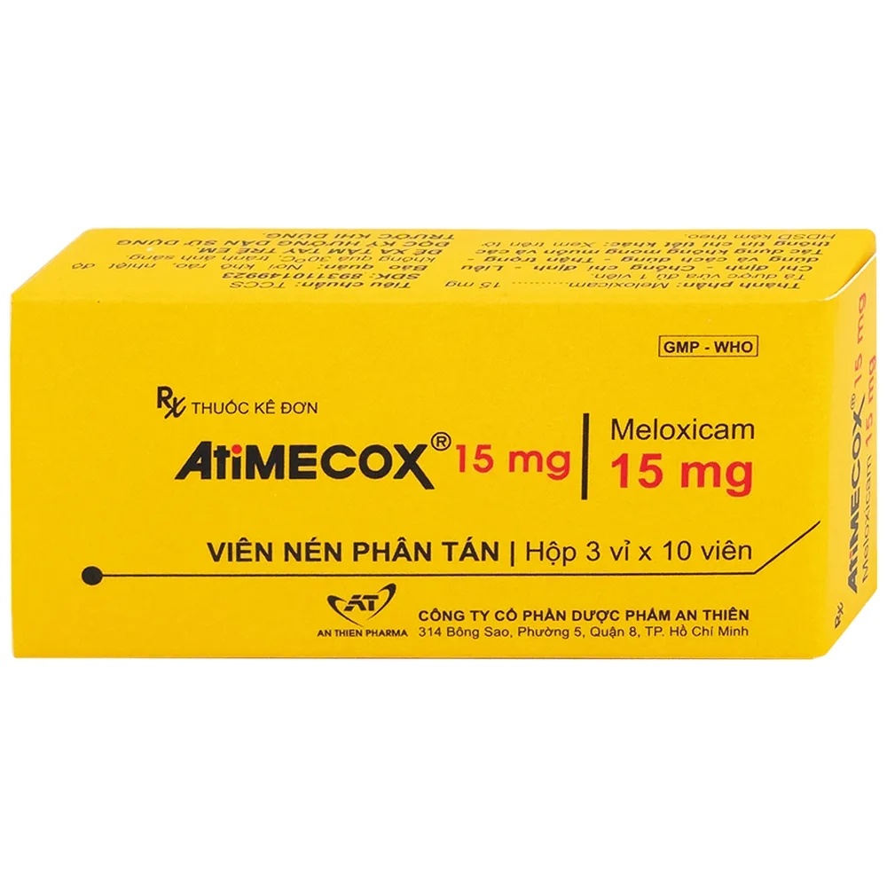 Hình ảnh Thuốc Atimecox 15mg An Thiên giảm các dấu hiệu và triệu chứng của viêm xương khớp (3 vỉ x 10 viên)