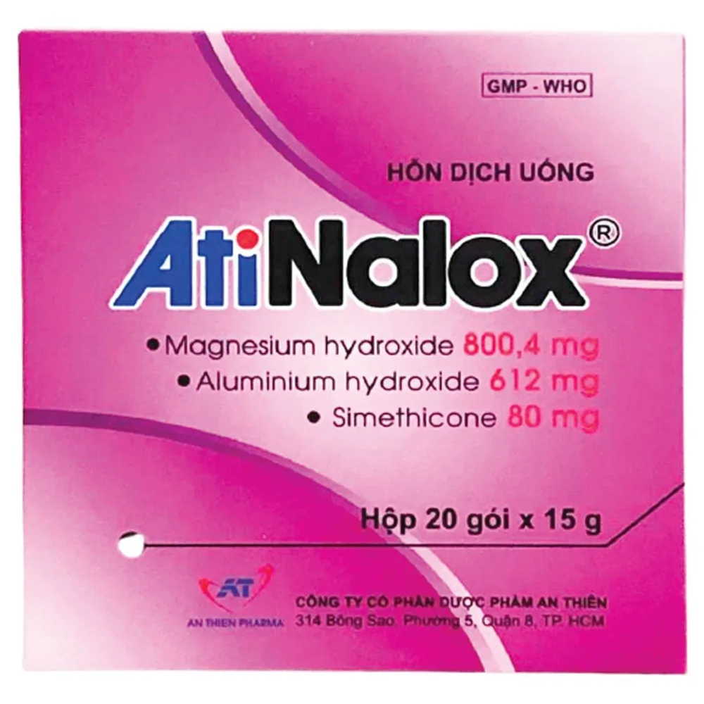 Hình ảnh Hỗn dịch uống AtiNalox 15g An Thiên điều trị viêm loét dạ dày - tá tràng cấp, mạn tính (20 gói)