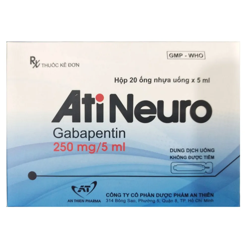 Hình ảnh Thuốc AtiNeuro Gabapentin 250mg/5ml An Thiên điều trị động kinh cục bộ (20 ống)