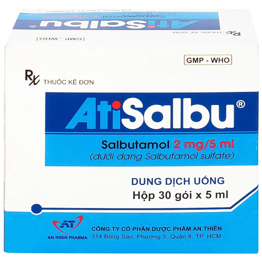 Hình ảnh Dung dịch uống Atisalbu 5ml An Thiên điều trị co thắt phế quản do hen, viêm phế quản mãn tính (30 gói)