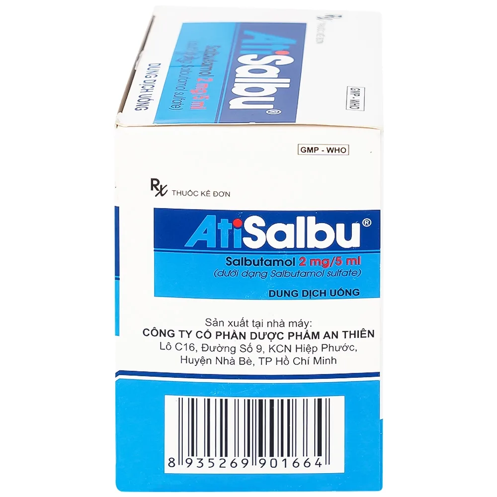 Hình ảnh Dung dịch uống Atisalbu 5ml An Thiên điều trị co thắt phế quản do hen, viêm phế quản mãn tính (30 gói)