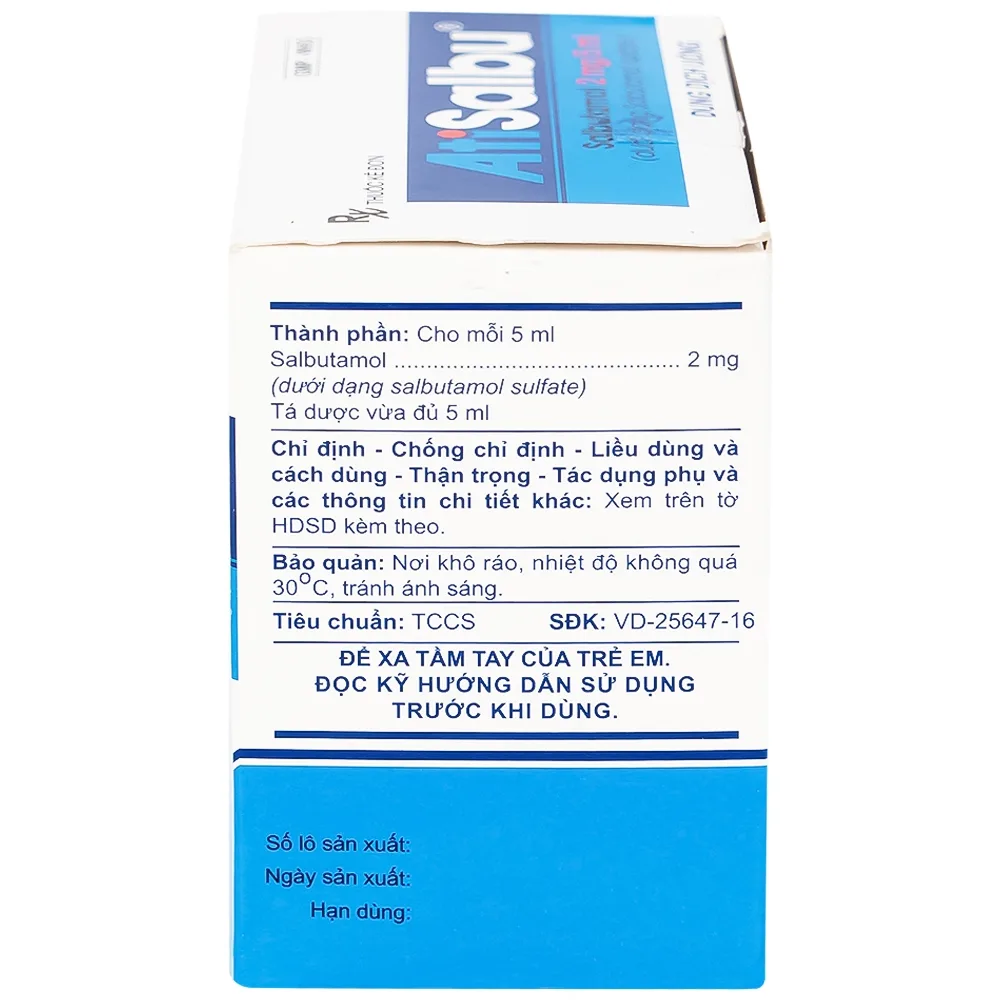 Hình ảnh Dung dịch uống Atisalbu 5ml An Thiên điều trị co thắt phế quản do hen, viêm phế quản mãn tính (30 gói)