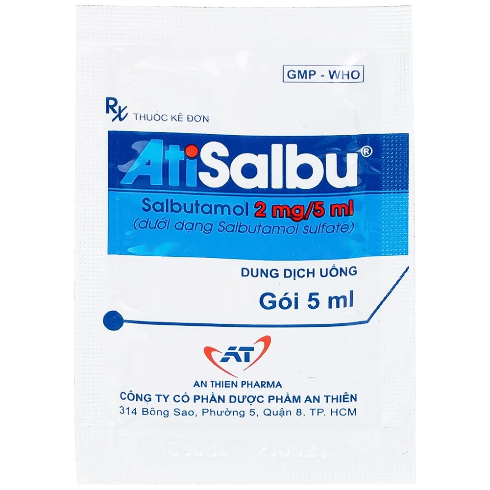 Hình ảnh Dung dịch uống Atisalbu 5ml An Thiên điều trị co thắt phế quản do hen, viêm phế quản mãn tính (30 gói)