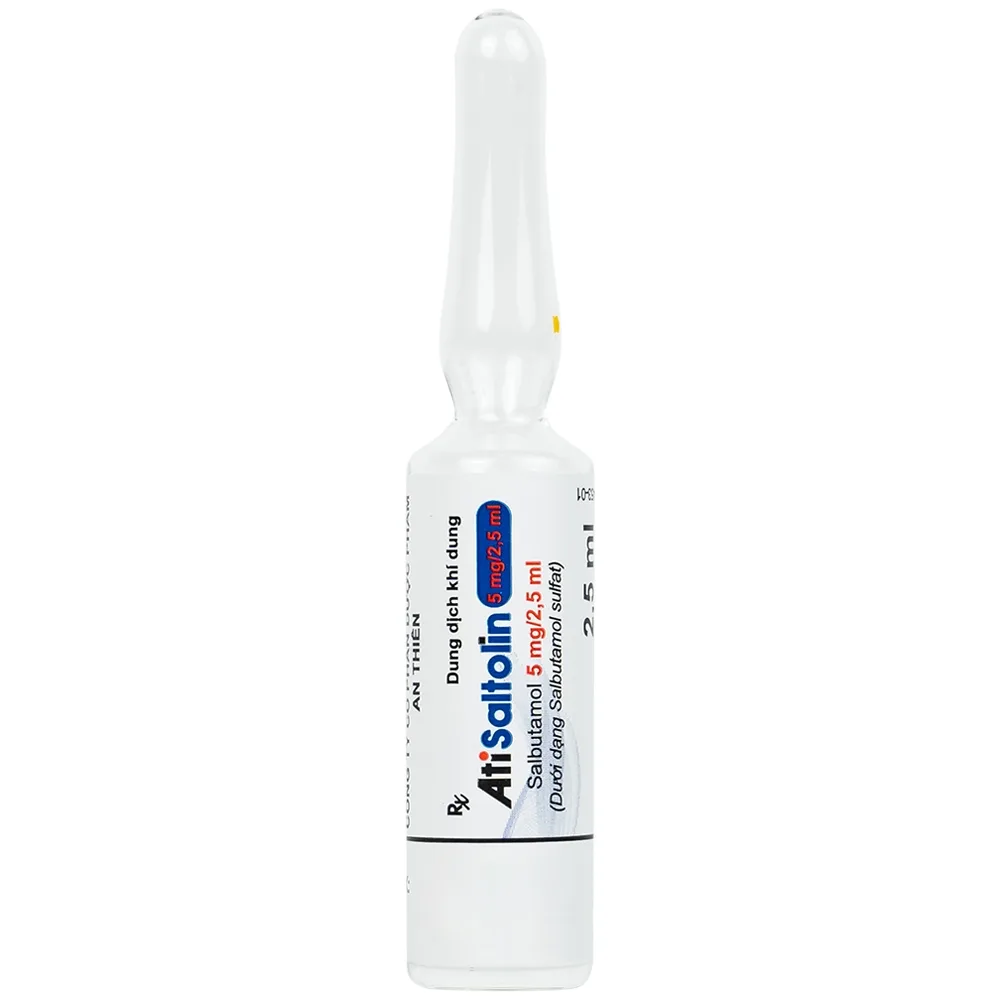 Hình ảnh Dung dịch khí dung AtiSaltolin 5mg/2,5ml An Thiên điều trị chứng co thắt phế quản (1 vỉ x 5 ống)