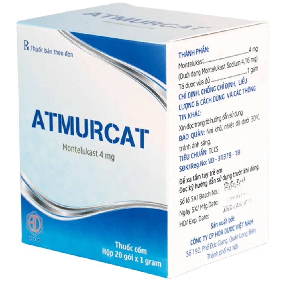 Hình ảnh Thuốc cốm Atmurcat 4mg Hóa Dược dự phòng và điều trị các bệnh hô hấp (20 gói x 1g)
