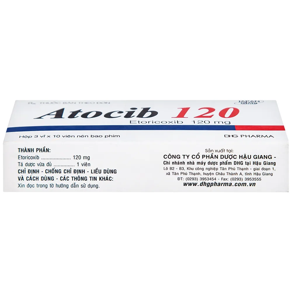 Hình ảnh Thuốc Atocib 120mg DHG điều trị thoái hóa khớp, viêm khớp dạng thấp (3 vỉ x 10 viên)