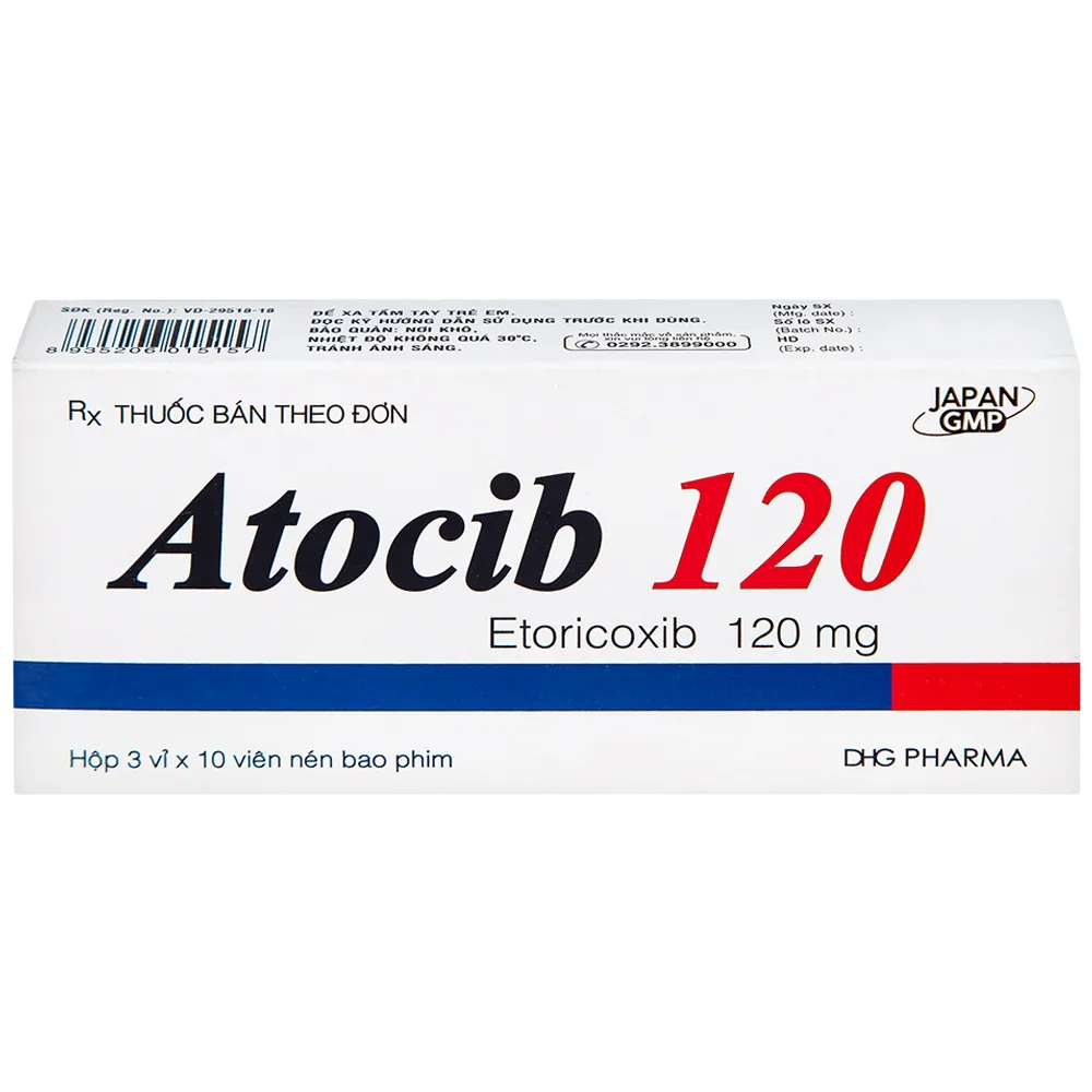 Hình ảnh Thuốc Atocib 120mg DHG điều trị thoái hóa khớp, viêm khớp dạng thấp (3 vỉ x 10 viên)
