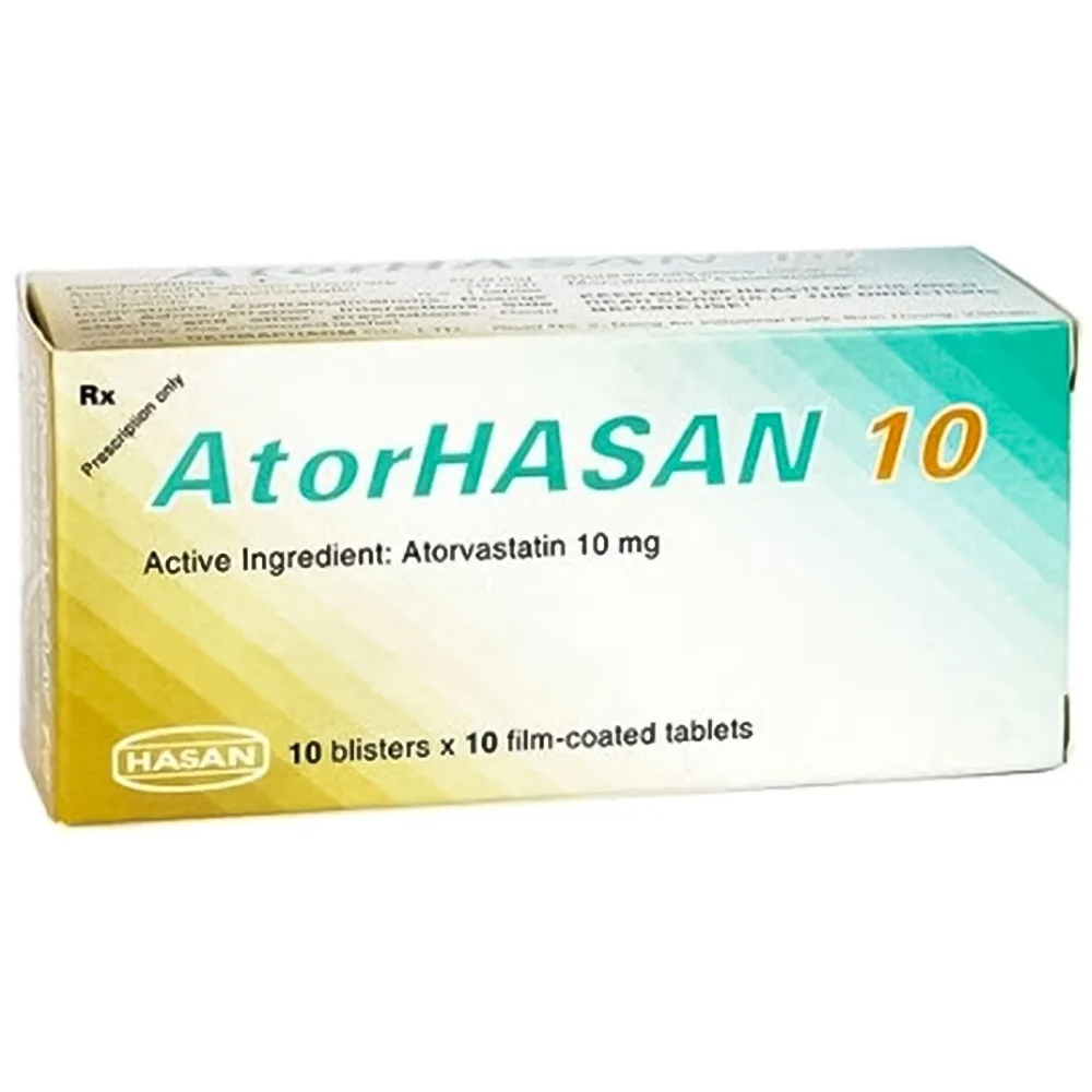 Hình ảnh Thuốc AtorHasan 10mg Hasan điều trị tăng lipid huyết (10 vỉ x 10 viên)