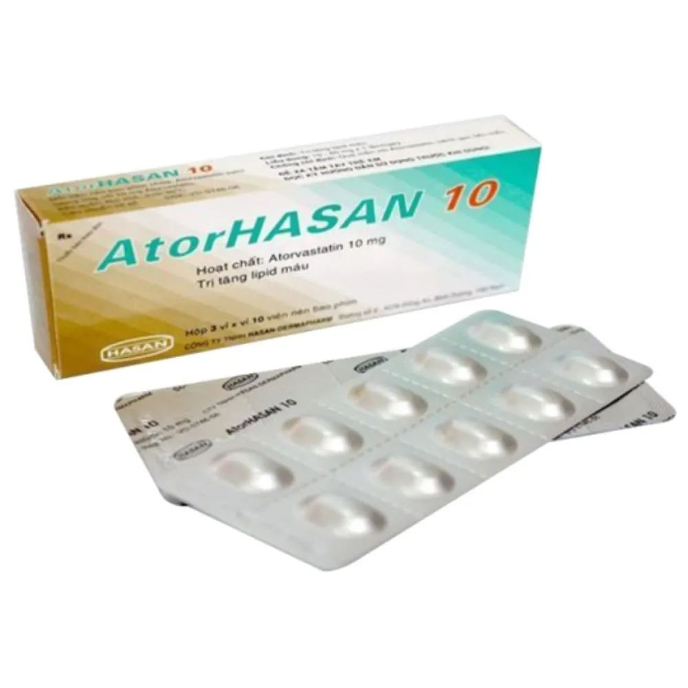 Hình ảnh Thuốc AtorHasan 10mg Hasan điều trị tăng lipid huyết (3 vỉ x 10 viên)