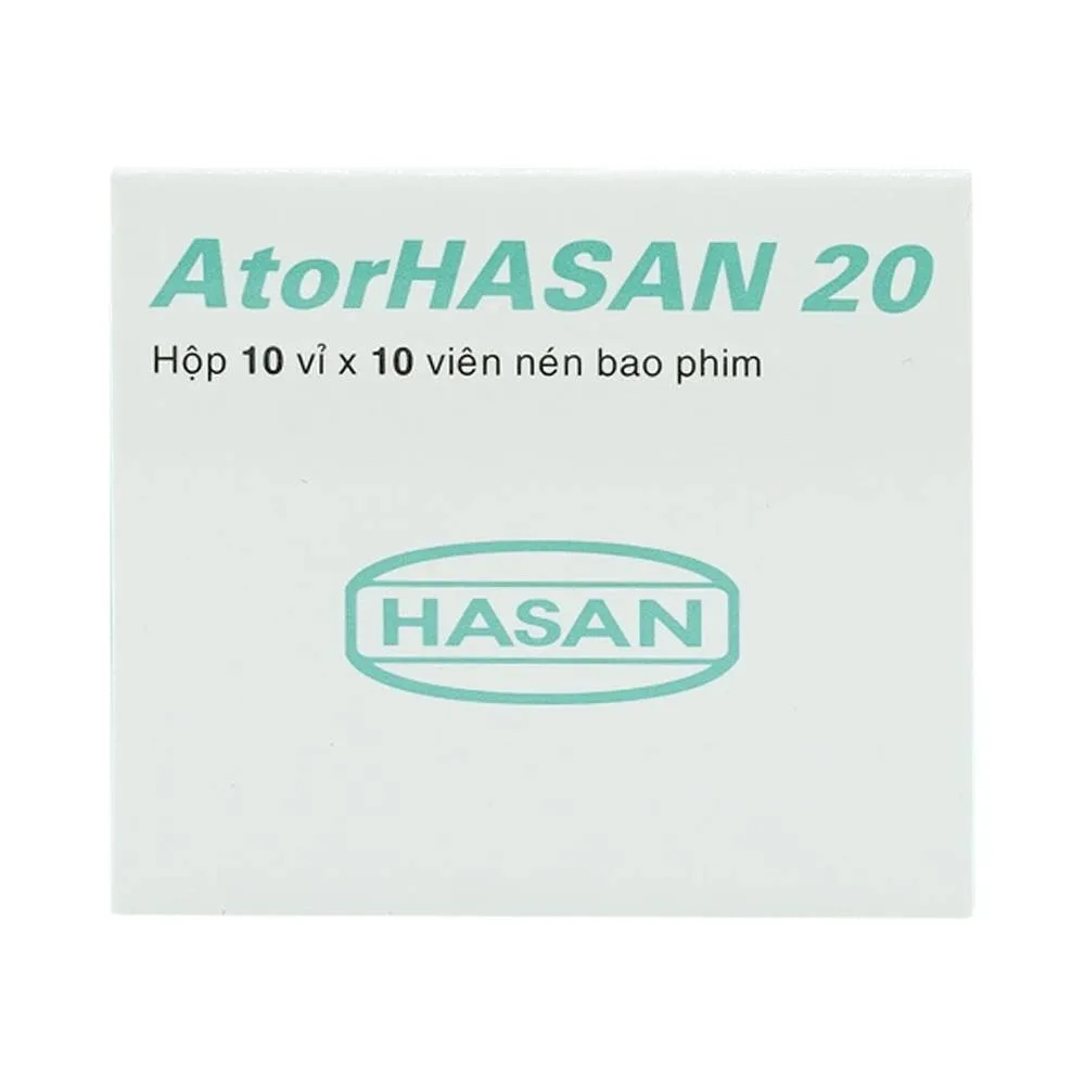Hình ảnh Thuốc AtorHasan 20mg giảm cholesterol và triglycerid trong máu (10 vỉ x 10 viên)