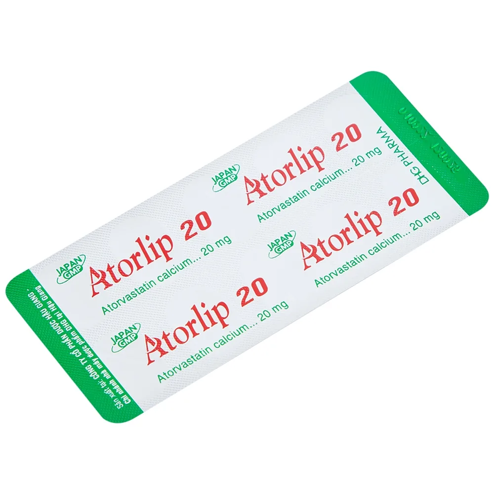 Hình ảnh Thuốc Atorlip 20mg DHG điều trị tăng cholesterol toàn phần và LDL-cholesterol (3 vỉ x 10 viên)