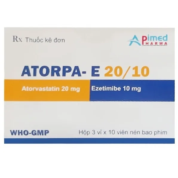 Hình ảnh Thuốc Atorpa-E 20/10 Apimed phòng ngừa bệnh tim mạch và tăng cholesterol máu (3 vỉ x 10 viên)