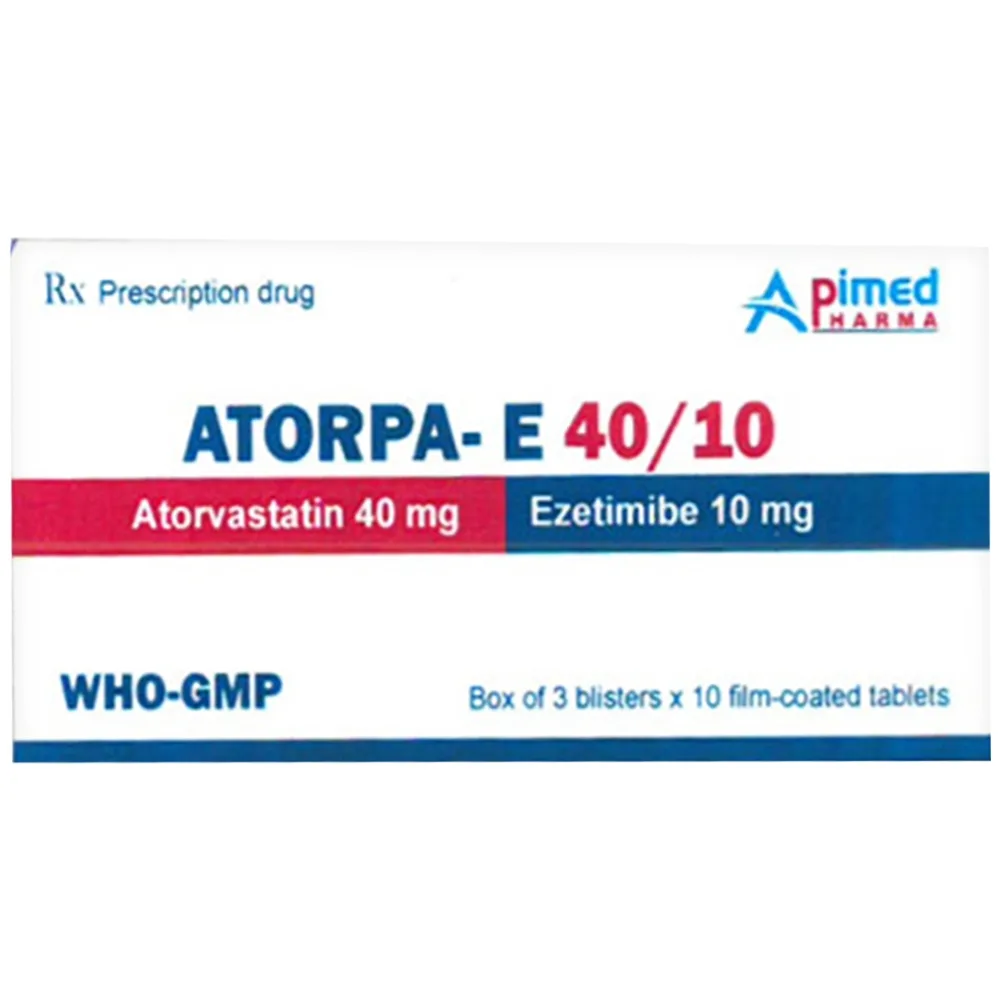 Hình ảnh Thuốc Atorpa-E 40/10 Apimed phòng ngừa bệnh tim mạch và tăng cholesterol máu (3 vỉ x 10 viên)