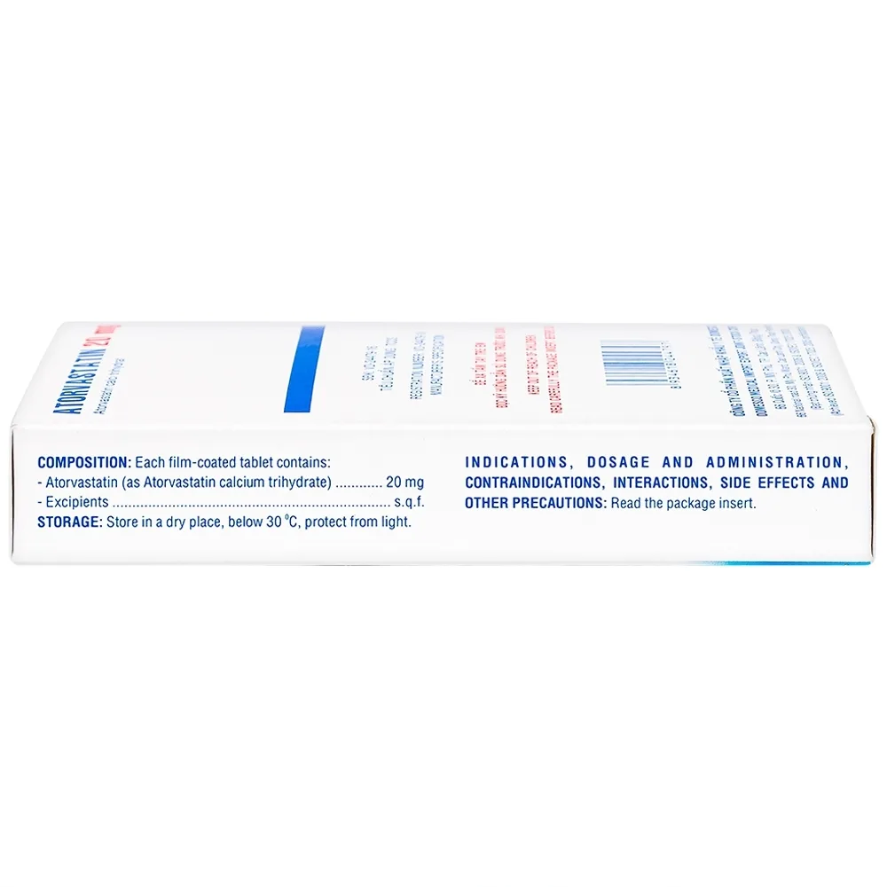 Hình ảnh Thuốc Atorvastatin 20mg Domesco điều trị tăng lipid huyết, phòng ngừa bệnh tim mạch (2 vỉ x 10 viên)