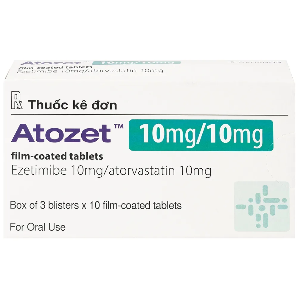 Hình ảnh Thuốc Atozet 10mg/10mg MSD điều trị rối loạn mỡ máu, phòng ngừa các bệnh tim mạch (3 vỉ x 10 viên)