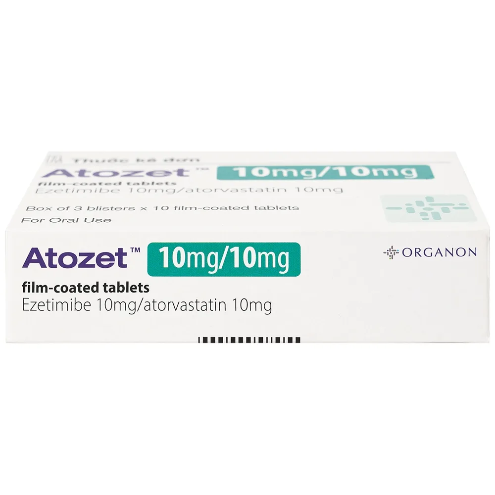 Hình ảnh Thuốc Atozet 10mg/10mg MSD điều trị rối loạn mỡ máu, phòng ngừa các bệnh tim mạch (3 vỉ x 10 viên)