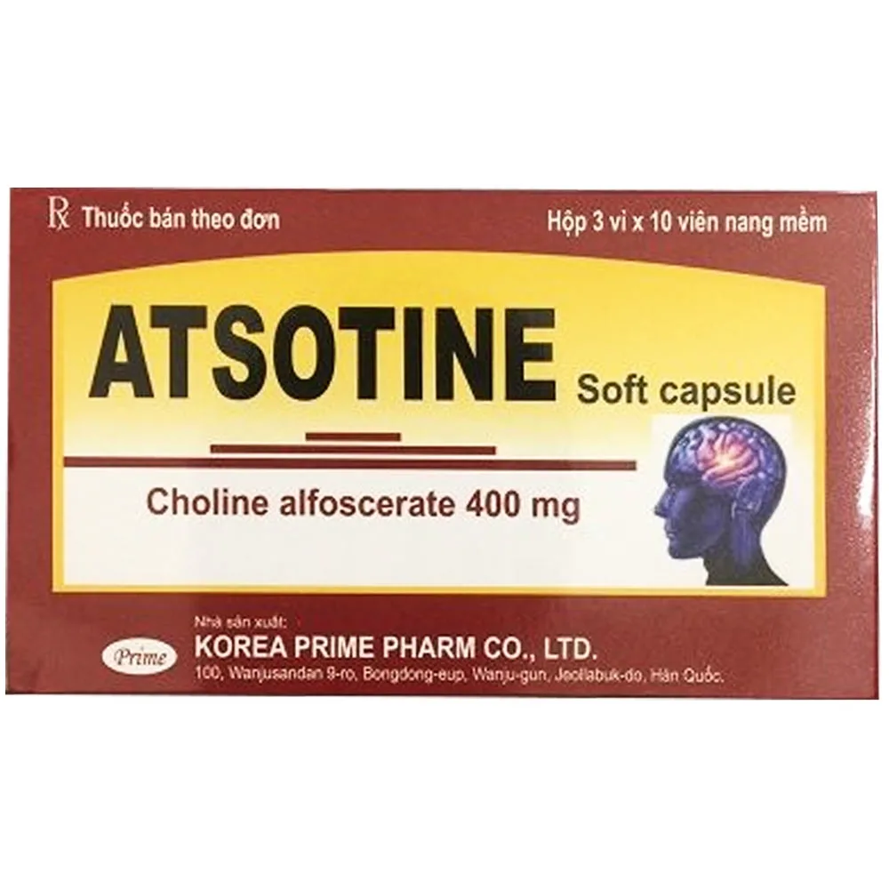 Hình ảnh Thuốc Atsotine 400mg Korea Prime Pharm điều trị phục hồi não sau đột quỵ (3 vỉ x 10 viên)