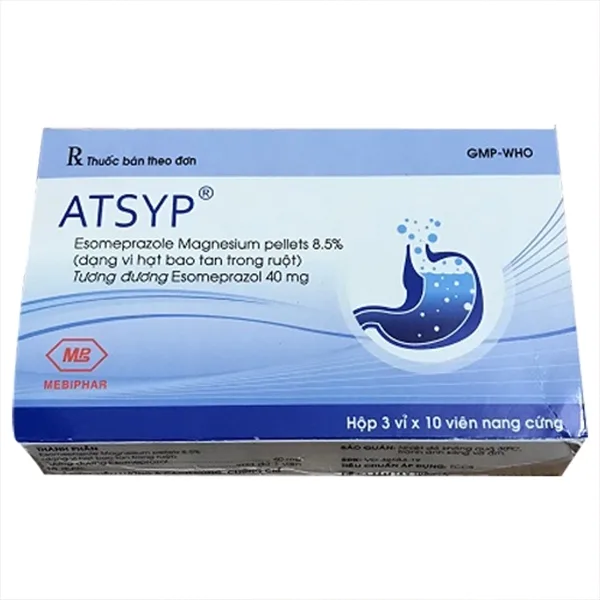 Hình ảnh Thuốc Atsyp 40mg Mebiphar điều trị trào ngược dạ dày, viêm thực quản (3 vỉ x 10 viên)