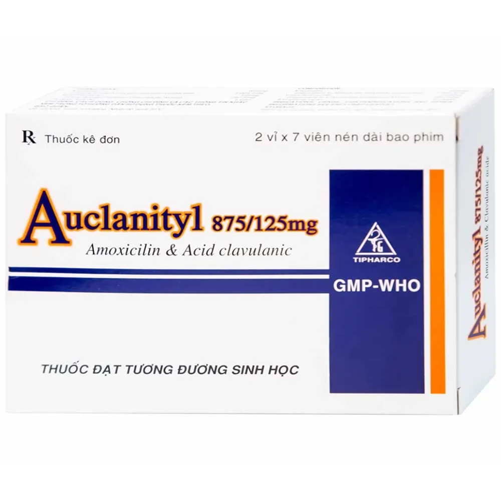 Hình ảnh Thuốc Auclanityl 875/125mg Tipharco điều trị nhiễm khuẩn (2 vỉ x 7 viên)
