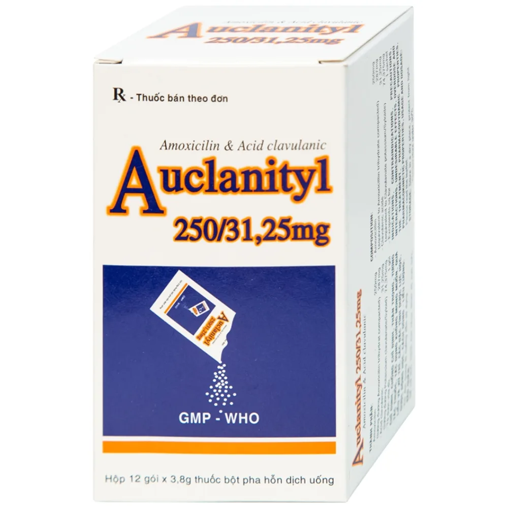 Hình ảnh Bột Auclanityl 250/31.25mg Tipharco điều trị nhiễm khuẩn (12 gói x 3,8g)