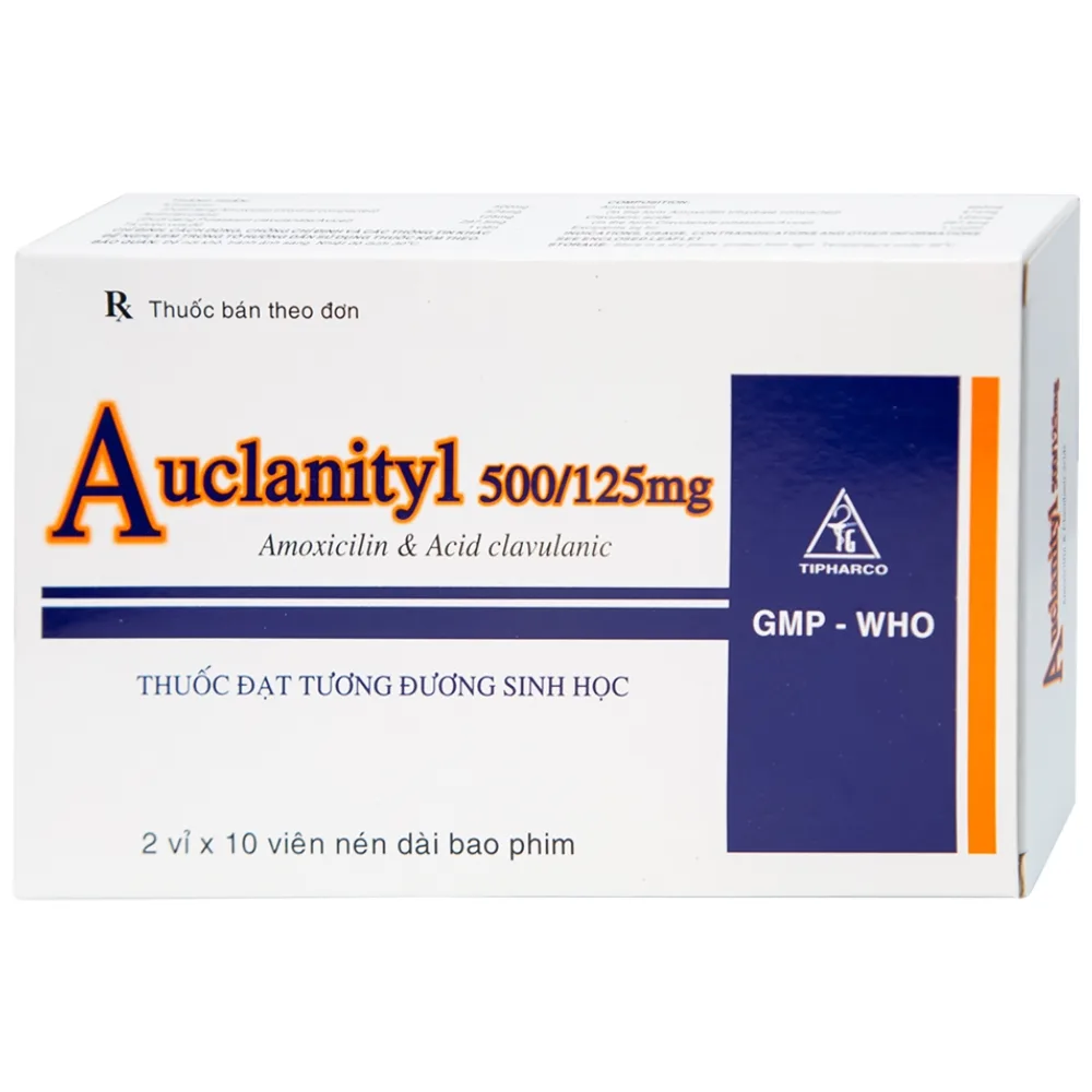 Hình ảnh Thuốc Auclanityl 500/125mg Tipharco điều trị nhiễm khuẩn (2 vỉ x 10 viên)