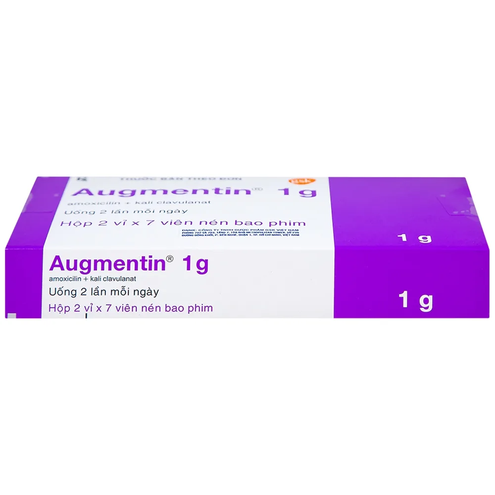 Hình ảnh Thuốc Augmentin 1g GSK điều trị nhiễm khuẩn (2 vỉ x 7 viên)