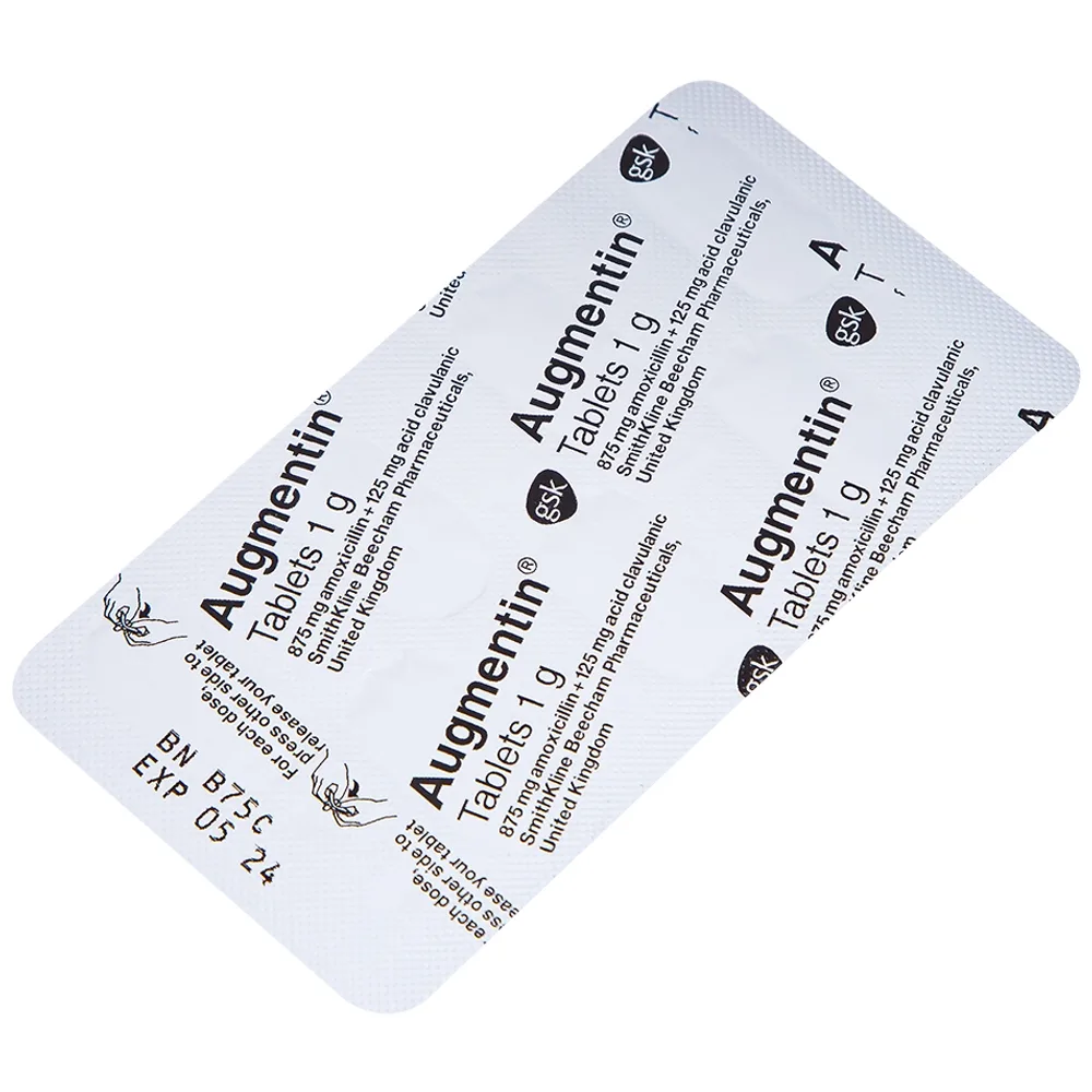 Hình ảnh Thuốc Augmentin 1g GSK điều trị nhiễm khuẩn (2 vỉ x 7 viên)