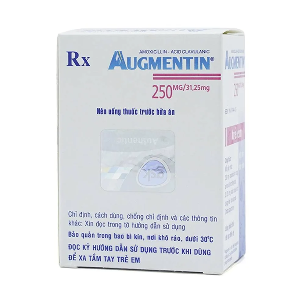 Hình ảnh Bột Augmentin 250mg/31.25mg GSK điều trị nhiễm khuẩn (12 gói)