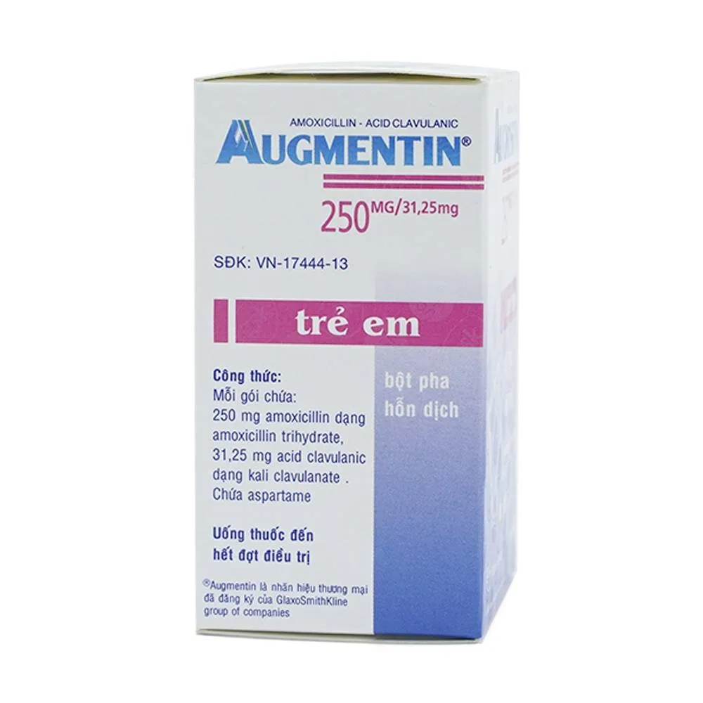 Hình ảnh Bột Augmentin 250mg/31.25mg GSK điều trị nhiễm khuẩn (12 gói)