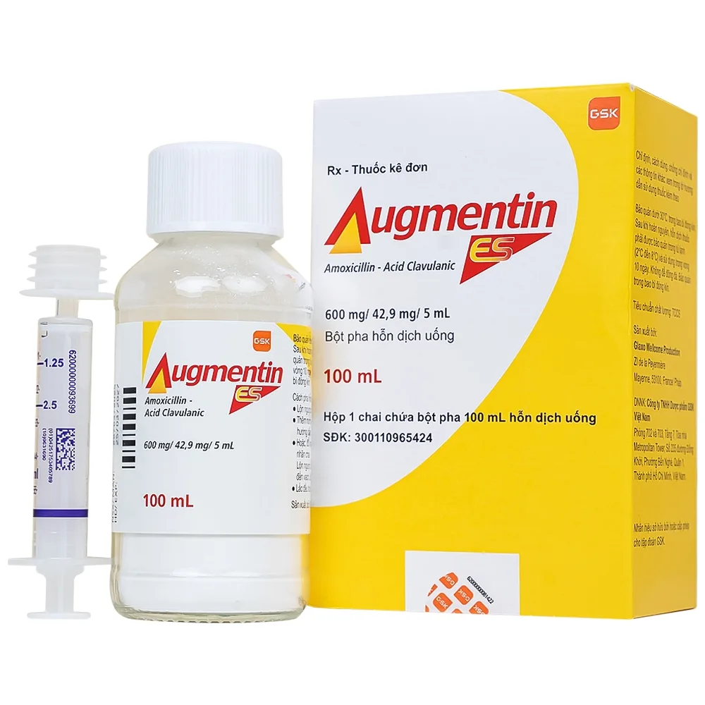 Hình ảnh Bột pha hỗn dịch uống Augmentin ES GSK điều trị các nhiễm trùng do vi khuẩn gây ra ở trẻ (100ml)