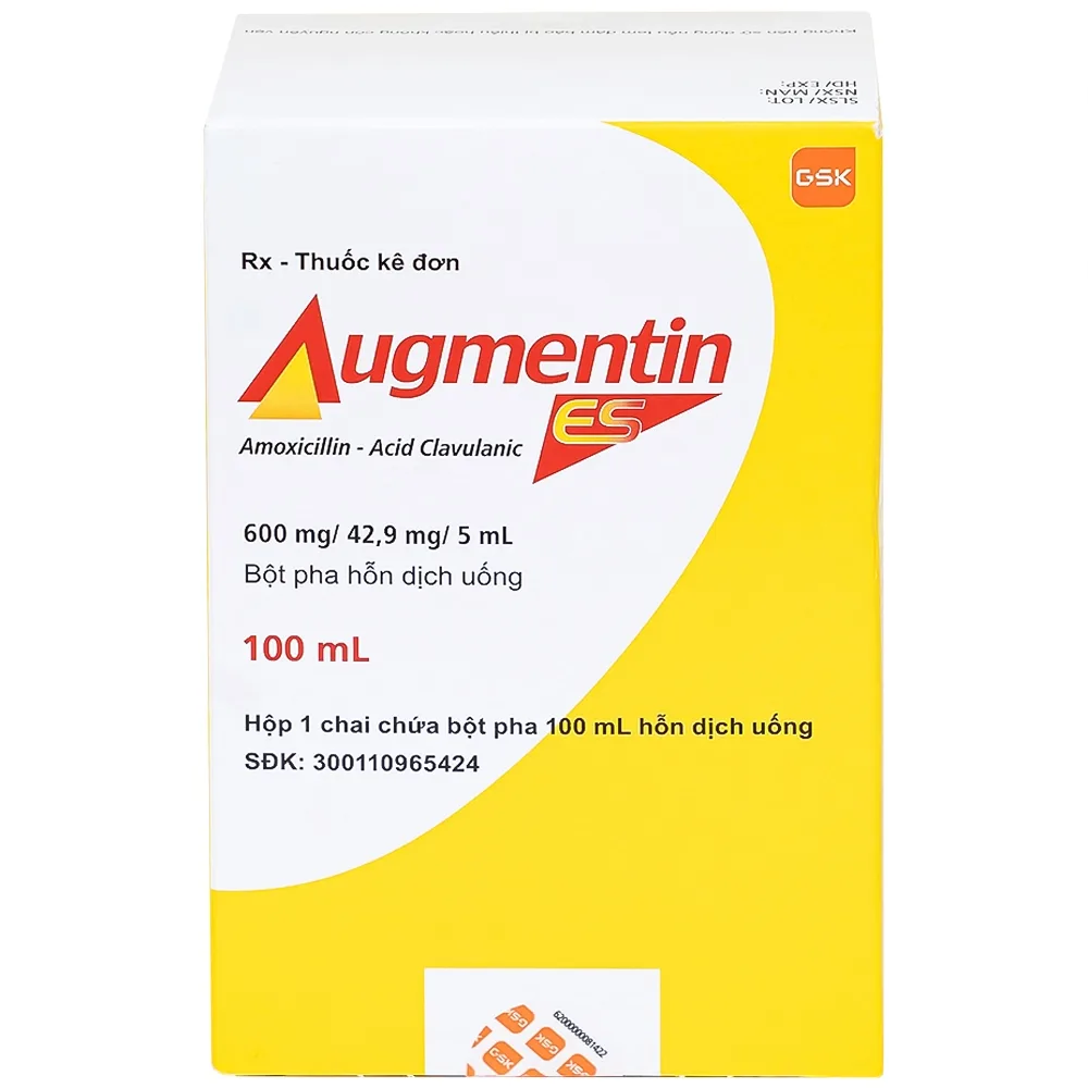 Hình ảnh Bột pha hỗn dịch uống Augmentin ES GSK điều trị các nhiễm trùng do vi khuẩn gây ra ở trẻ (100ml)