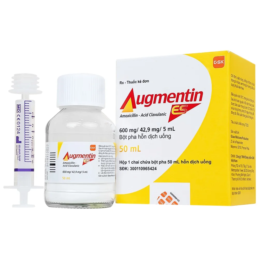 Hình ảnh Bột pha hỗn dịch uống Augmentin ES GSK điều trị các nhiễm trùng do vi khuẩn gây ra ở trẻ (50ml)