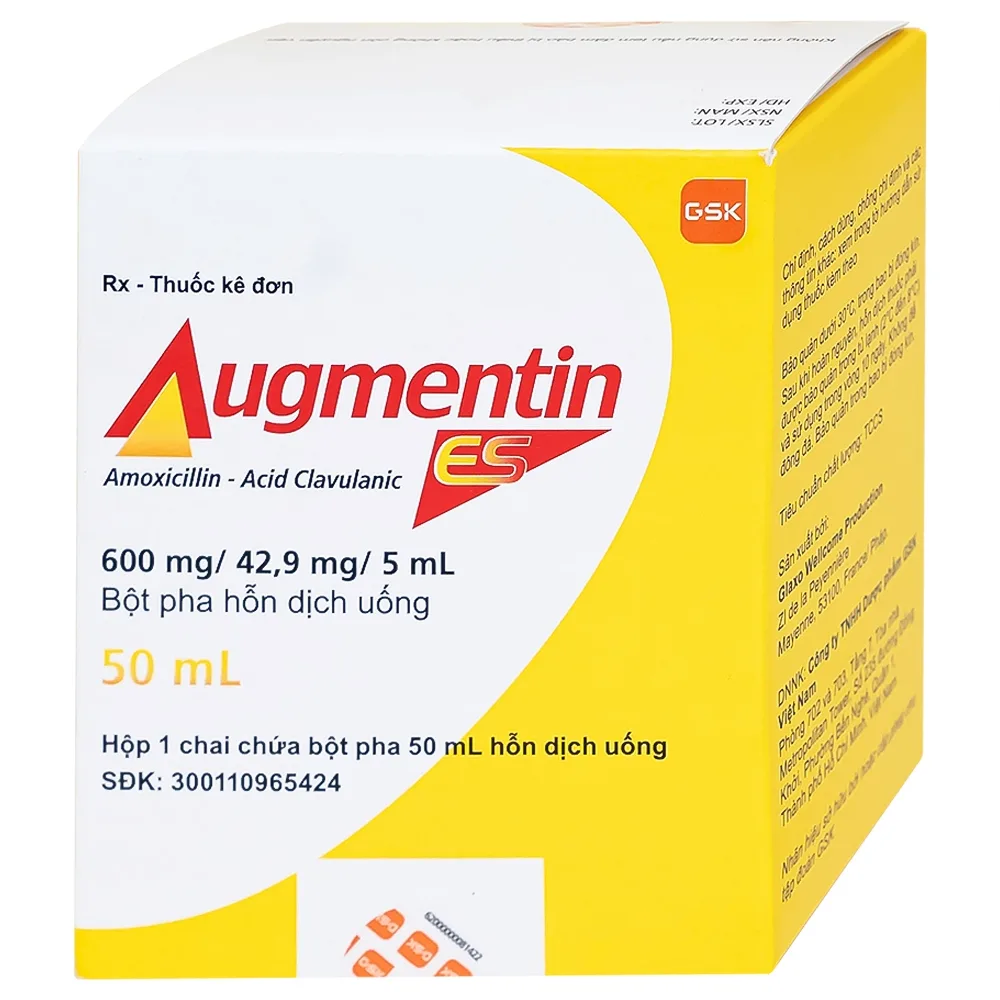 Hình ảnh Bột pha hỗn dịch uống Augmentin ES GSK điều trị các nhiễm trùng do vi khuẩn gây ra ở trẻ (50ml)