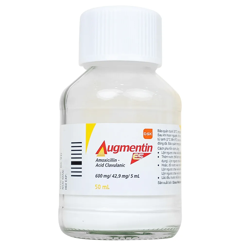 Hình ảnh Bột pha hỗn dịch uống Augmentin ES GSK điều trị các nhiễm trùng do vi khuẩn gây ra ở trẻ (50ml)
