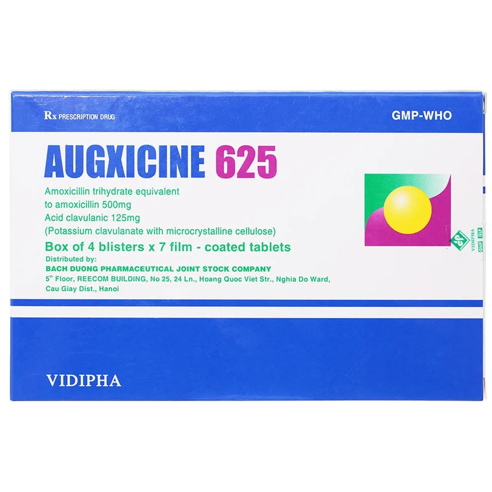 Hình ảnh Thuốc Augxicine 625 điều trị nhiễm khuẩn (4 vỉ x 7 viên)