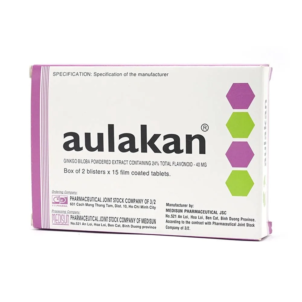 Hình ảnh Thuốc Aulakan 40mg Medisun điều trị giảm trí nhớ, kém tập trung (2 vỉ x 15 viên) 
