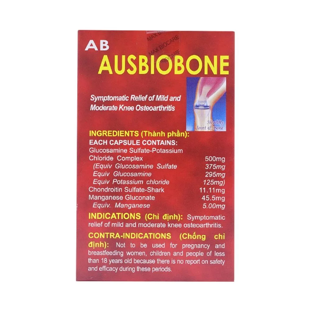 Hình ảnh Thuốc Ausbiobone Biopharm điều trị triệu chứng thoái hóa khớp gối nhẹ và trung bình (60 viên)