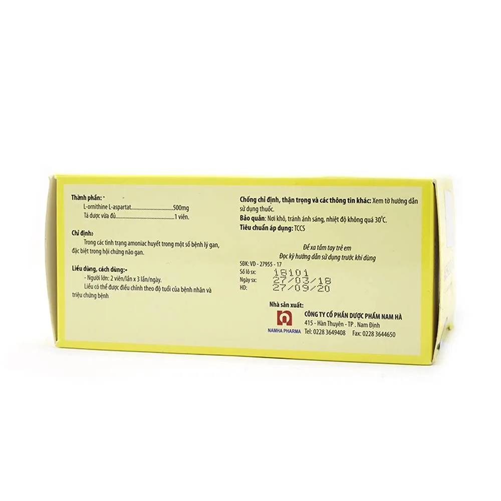 Hình ảnh Thuốc Ausginin 500 Nam Hà điều trị những bệnh lý về gan gây tăng amoniac trong máu (6 vỉ x 10 viên)
