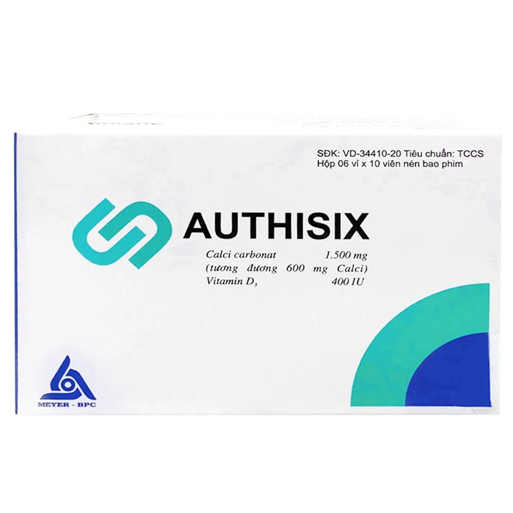 Hình ảnh Thuốc Authisix Meyer-Bpc giúp ngăn ngừa tình trạng thiếu hụt canxi và vitamin D3 (6 vỉ x 10 viên) 