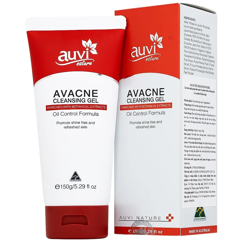 Hình ảnh Gel rửa mặt Avacne Cleansing Auvi giúp làm sạch và giảm nhờn, dưỡng ẩm và se khít lỗ chân lông (150g)