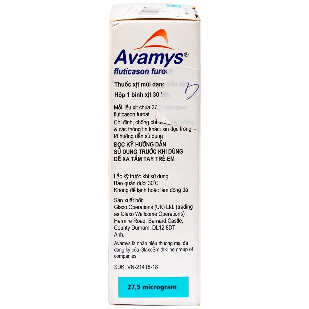 Hình ảnh Thuốc xịt mũi Avamys 27.5mcg GSK điều trị chảy nước mũi, xung huyết mũi (30 liều xịt)
