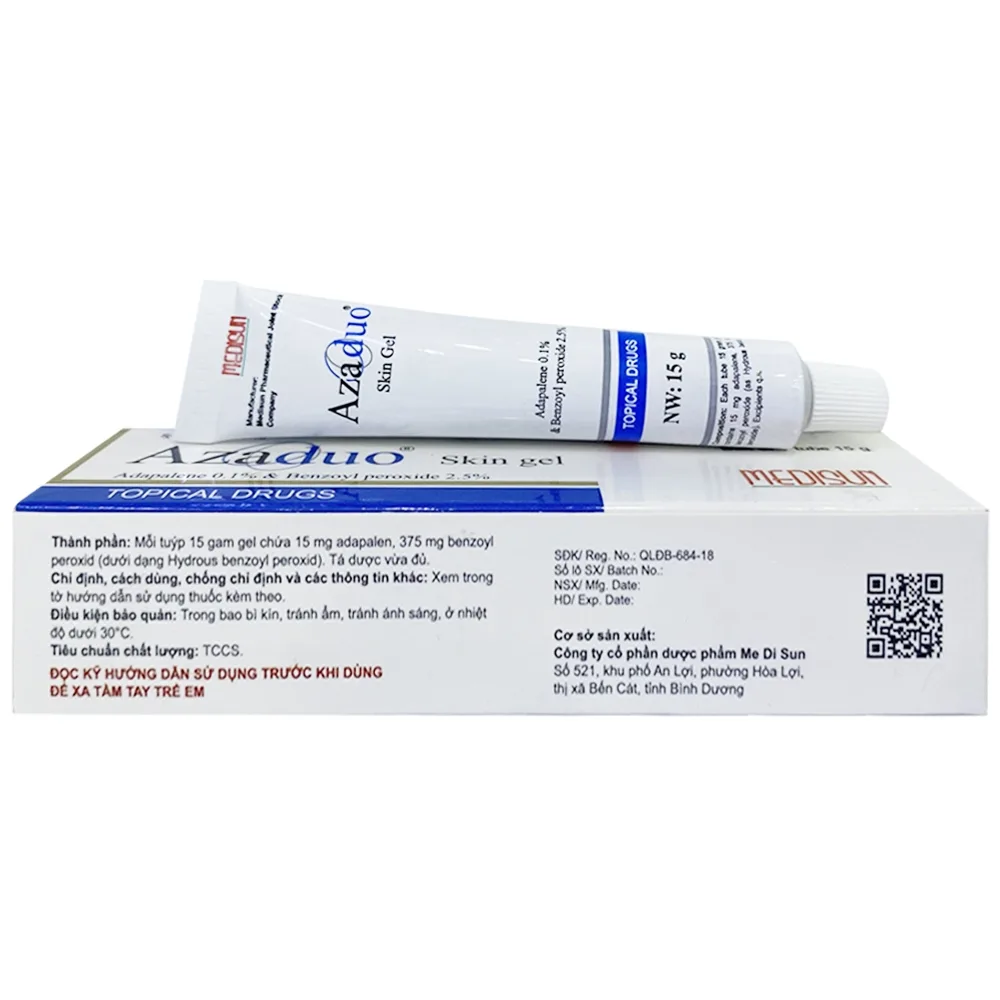 Hình ảnh Gel Azaduo Medisun điều trị mụn trứng cá nhẹ đến vừa (15g)
