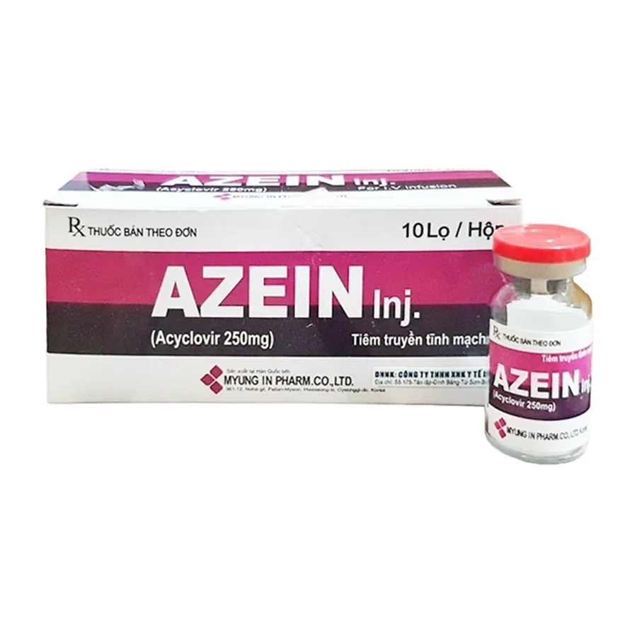 Hình ảnh Thuốc tiêm truyền tĩnh mạch Azein Myung-In Pharm điều trị Herpes sinh dục khởi phát và tái phát (10 lọ)