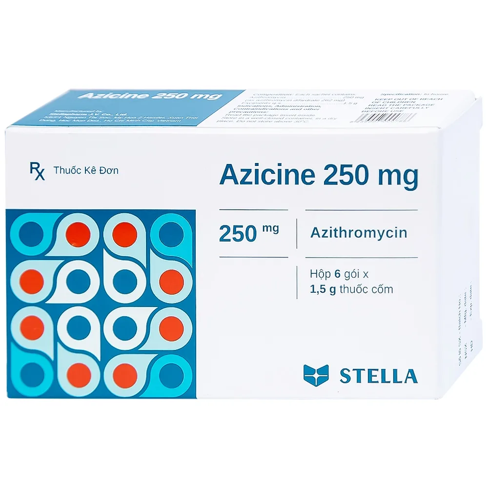 Hình ảnh Thuốc cốm Azicine 250mg Stella điều trị nhiễm khuẩn (6 gói x 1g)