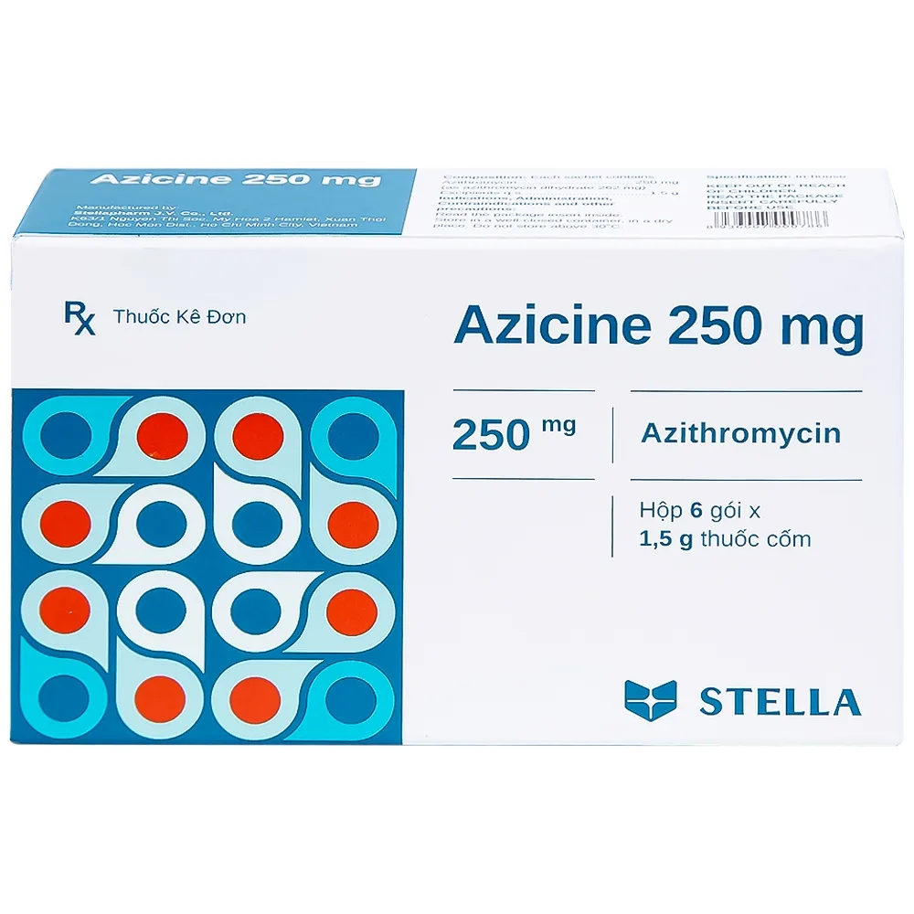 Hình ảnh Thuốc cốm Azicine 250mg Stella điều trị nhiễm khuẩn (6 gói x 1g)