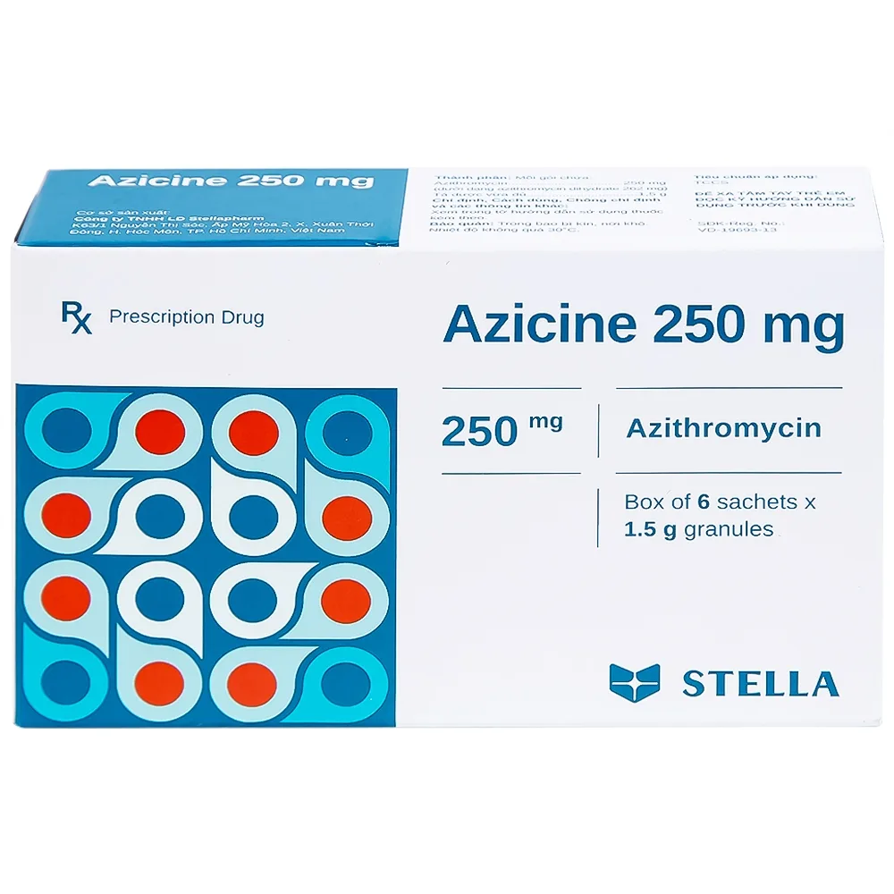Hình ảnh Thuốc cốm Azicine 250mg Stella điều trị nhiễm khuẩn (6 gói x 1g)
